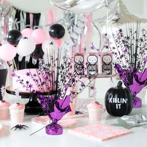 24 Pack Black Purple Metallic Foil Spray Centerpiece Star Table Decoration Burst Table Centerpieces for Birthday Graduation New Year Halloween Party Supply (Black Purple) - Image 6