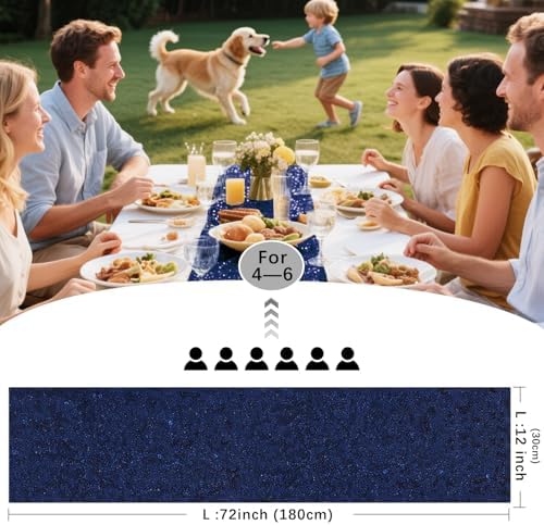 10 Packs 12 x 72 inches Navy Sequin Table Runner - Image 4