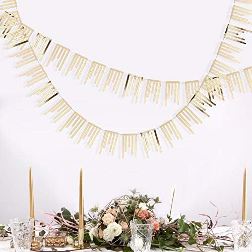 40Ft Champagne Gold Tassel Banner Bunting Double Sided Metallic Paper Garland Streamer for Birthday Engagement Bachelorette Wedding Bridal Shower Graduation Anniversary Hen Party Decorations Supplies - Image 3