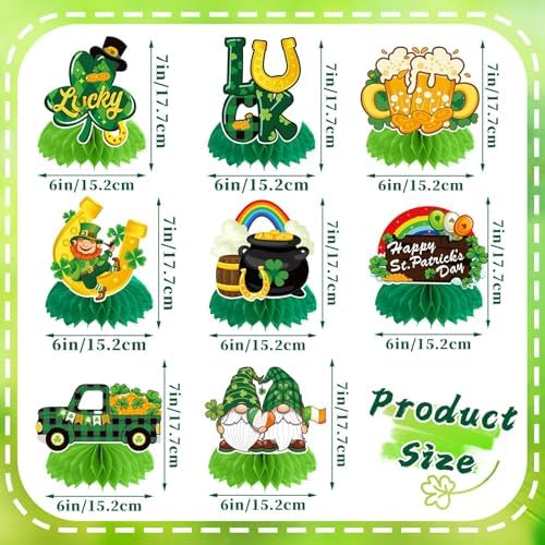 JULMELON 8 Pcs St Patricks Day Decorations Honeycomb Centerpieces for Table - Image 2