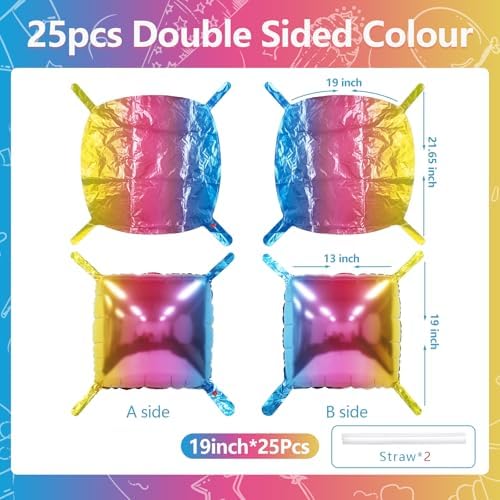 NISOCY 25PCS Gradient Colorful Square Foil Balloons Wall Backdrop - Image 2