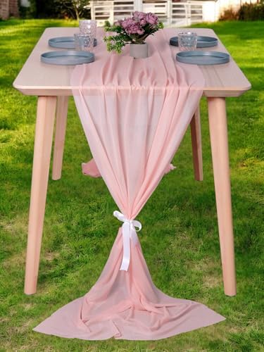 Pack of 15 Chiffon Table Runners 29 x 120 Inch, 10FT Long - Dusty Rose by MDS