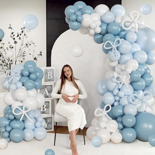 Blue White Balloon Arch Kit for Baby Shower Birthday Decor - Image 2