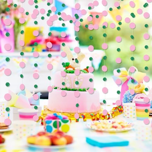 Outus 10 Pieces Pink,Green Round Dots Garland Party Hanging Decor - Image 5