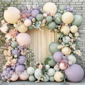 Dusty Green Purple Pink Balloon Arch, Double Stuffed Lavender Light Sage Green Ivory Blush Pastel Balloon Garland Kit for Baby Shower Birthday Wedding Bridal Wild-Flower Tea Party Decoration by Partycus