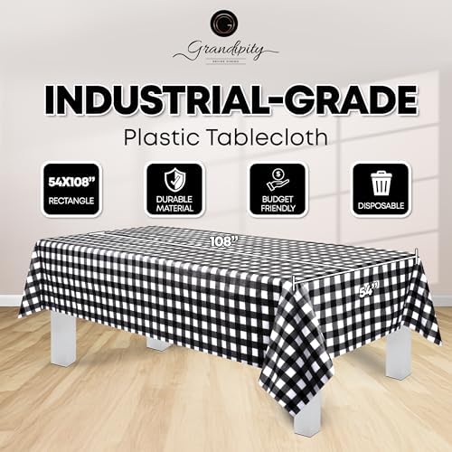 Grandipity Plastic Table Cloth Disposable 12 Pack 54” x 108” Rectangle - Image 2