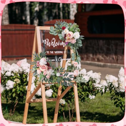 2 Pcs Wedding Arch Decorations, Soft Pink Rose Garland Pastel Set - Image 6
