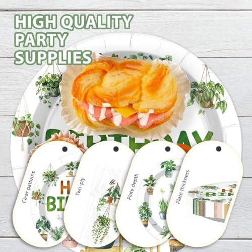 96 Pcs Greenery Plants Birthday Party Decorations, Serves 24 - Image 6