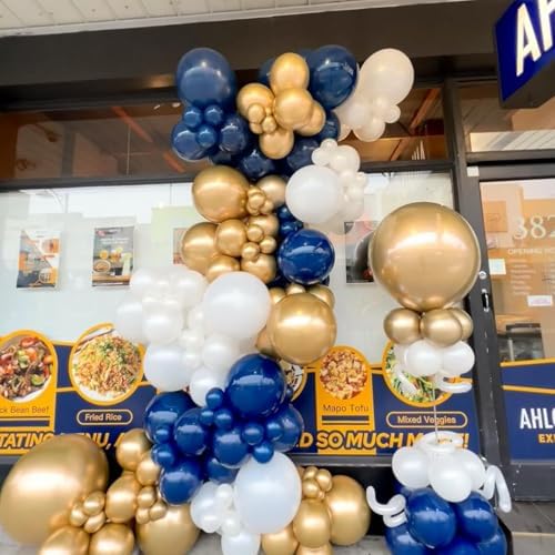 412Pcs Navy Blue and Gold Balloons Arch Garland Kit,5 10 12 18 inch gold and blue balloons for Birthday, Wedding, Graduation, Anniversary Decorations - Image 6