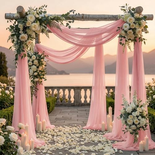 Pack of 2 Wedding Arch Drape Panel Fabric 30" x 40ft - Dusty Rose - Image 4