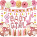 Pink Baby Shower Decorations for Girl Set with Its a Girl Banner Baby Girl Letter Foil Balloons Mom to Be Sash Dad to Be Pin Paper Pom Poms for Gender Reveal Decorations by Unknown