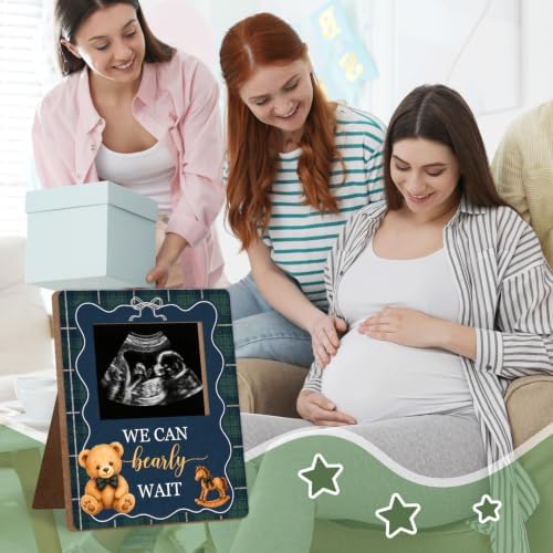 Bear Baby Shower Decor Frame, Vintage Tartan Preppy Bear Baby Shower Party Supplies, for Expecting Parents-to-Be Keepsake Gifts, Pregnancy Sonogram Frame Keepsake, Gender Reveal Present - Image 6