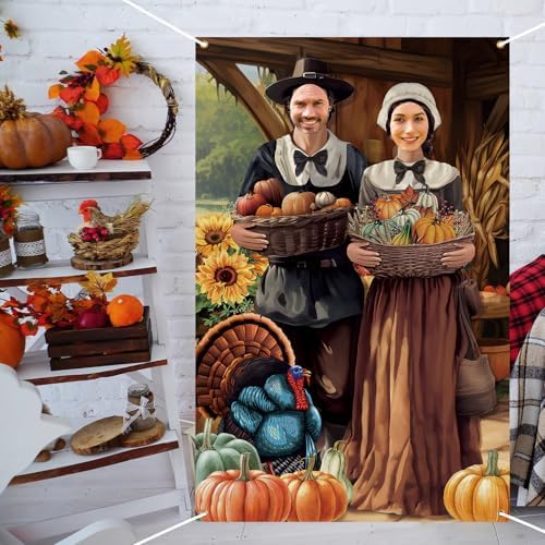 Lunmon 6x4 ft Halloween Backdrop Thanksgiving Face Cutout Holes - Image 6