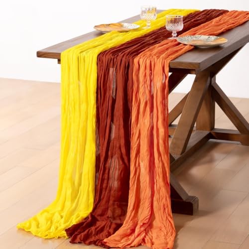 Cheesecloth Table Runner Fall Boho 3pcs Mix and Match Wedding Decor - Image 3