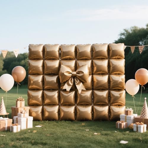 NISOCY 25PCS Brown Square Foil Balloons Wall Backdrop - Image 6