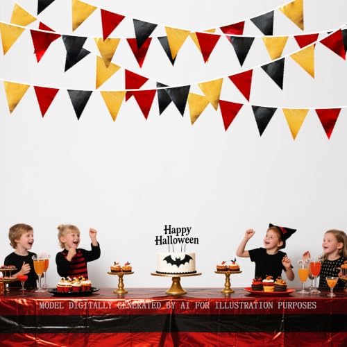 Red Black Gold Party Decorations Metallic Fabric Triangle Pennant Banner Flag Bunting Garland for Graduation Birthday Anniversary Pirate Poker Casino Las Vegas Christmas Holiday Party Supplies - Image 5