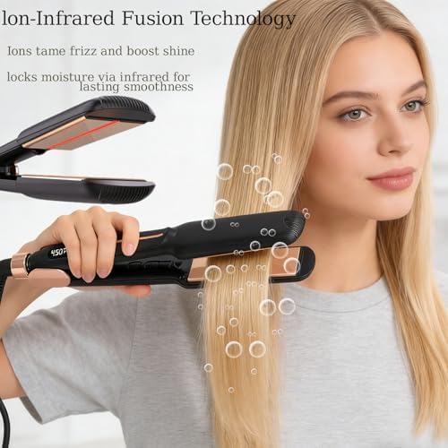 1.75" Titanium Flat Iron Hair Straightener for Women with Infrared - Image 2