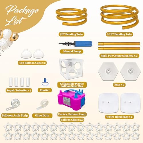 OurWarm Balloon Arch Kit with Balloon Pump Electric, 8.2FT & 5FT Gold Half Balloon Arch Stand with Base, Free Bending Arch Frame Backdrop for Wedding Birthday Party Baby Shower Graduation Decoration - Image 3