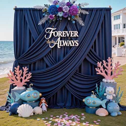 12ft x 10ft Navy Blue Backdrop Curtains for Parties, Wrinkle Free 2 Panels Photo Backdrop Drapes Back Drop Cloth for Wedding Birthday Photography Background Decor by CO-AVE