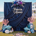50ft x 12ft Wrinkle Free Navy Blue Backdrop Curtains for Parties, 10 Panels 12FT Long Photo Backdrop Drapes Silky Back Drop Cloth for Wedding Birthday Photography Background Decor by CO-AVE