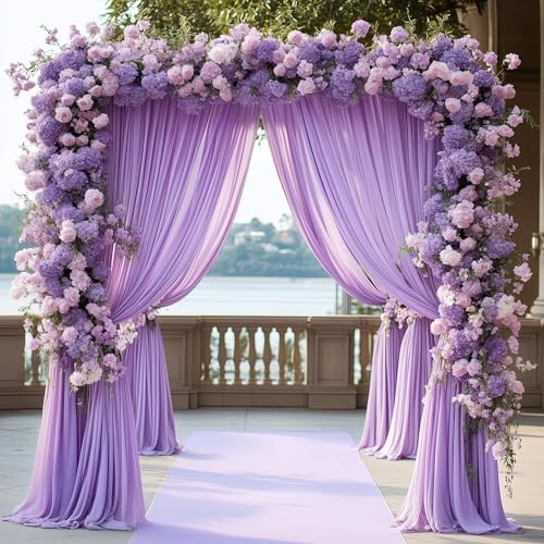 Wokceer Lavender Purple Backdrop Curtain Drapes for Parties, 3Pack 10x10FT - Image 3