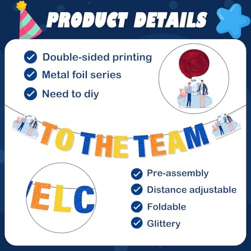 Welcome to the Team Banner Hanging Swirls Party Decorations 10PCS - Image 3