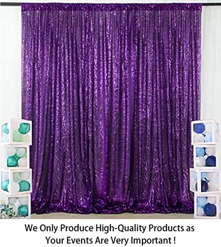 ShinyBeauty Sequin Backdrop 8ftx10ft Royal Purple Sequin Fabric Drapes Sparkle Backdrops for Photoshoot Glitter Curtain for Birthday Party Background - Image 2