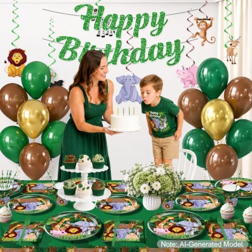 Xynic 205Pcs Jungle Party Decorations Tableware Set, 25 Serves - Image 4