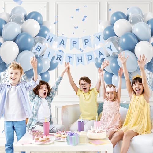 60pcs 12inch Dusty Blue Balloons with Clear Balloons - Image 4