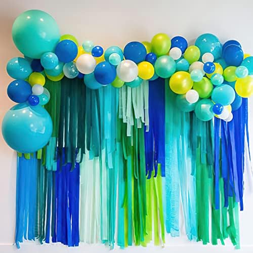 PartyWoo Lime Green Gold Crepe Paper Streamers 6 Rolls 492 FT - Image 2