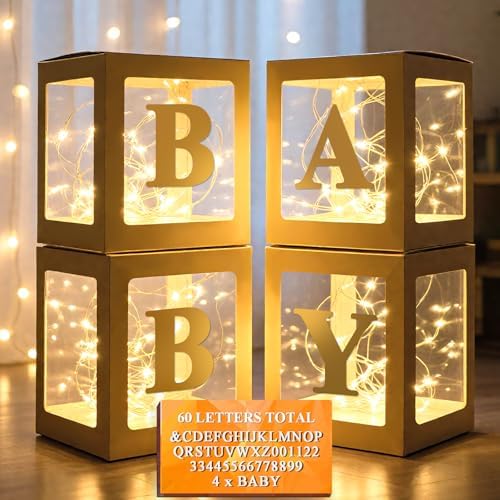 Ledido Transparent Balloon Boxes with 60 Letters Numbers Fairy Lights 4PCS by Ledido