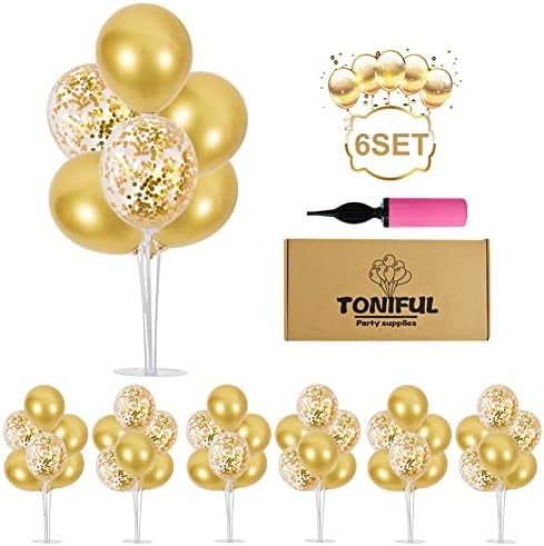 TONIFUL 6 Set Gold Balloon Stand Balloon Centerpieces for Table Decorations by TONIFUL