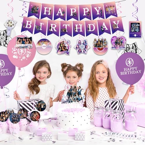 Birthday Party Decorations Singer Themed Party Supplies Set with Happy Birthday Banner, Balloons, Hanging Swirls Cake Toppers and Cupcake Toppers for Fans Birthday Party - Image 2