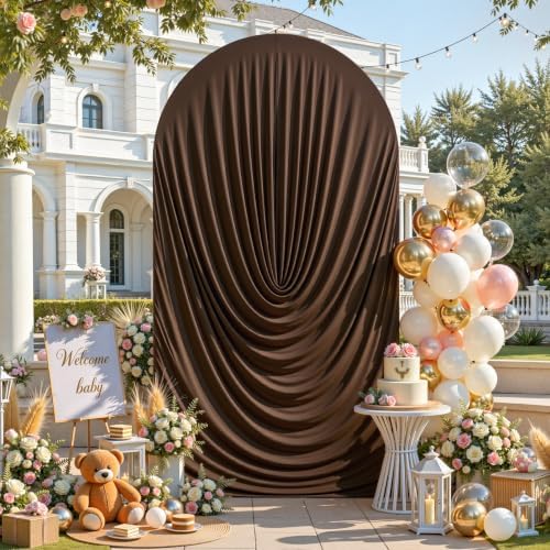 Brown Draped Arch Cover - 6.6FT Drape Arch Backdrop Cover by HBBMAGIC