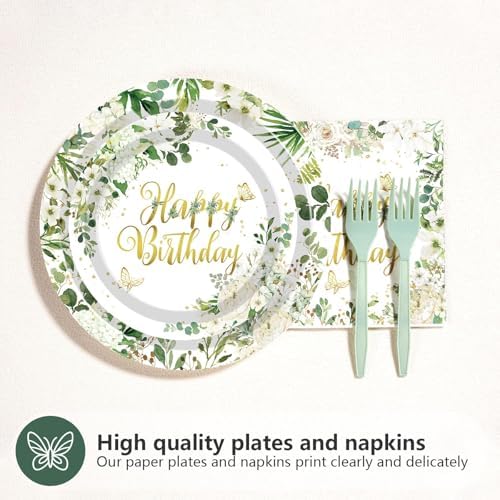 Greencian 96Pcs Sage Green Happy Birthday Party Decoration, Serve 24 - Image 2