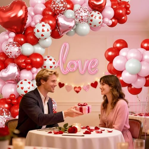 Mothers Day Balloon Arch Garland Kit, Pink Red White Latex Balloon with Happy Mother Day Love Heart Mylar Foil Balloons for Motherday Best Mon Ever Wedding Anniversary Birthday Party Decorations - Image 3