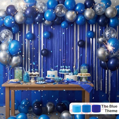 PartyWoo Blue Crepe Paper 10pcs 820 FT Royal Dark Blue Streamers - Image 2