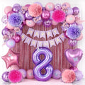 Pink Purple 8th Birthday Party Decoration for Girls Number 8 Princess Decor by KAINSY