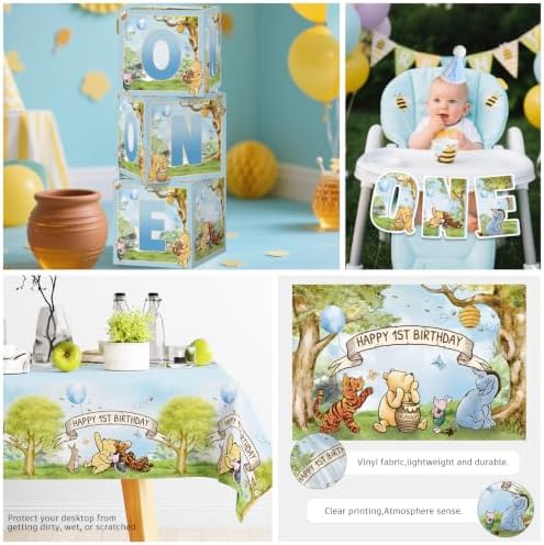 Classic Bear 1st Birthday Decorations Balloon Arch Kit and Plates Set - Image 6