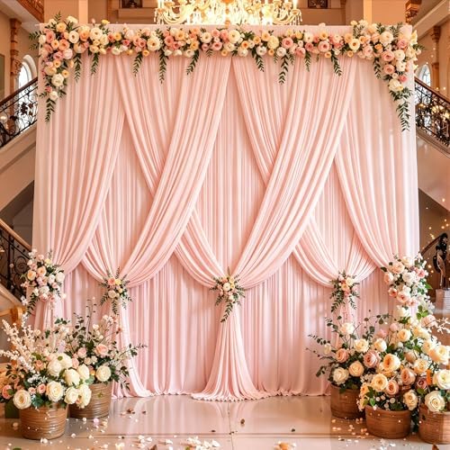 20x12ft Blush Pink Backdrop Curtain Panels for Parties - Wrinkle Free Polyester Photo Curtain Backdrop Wedding Back Drop Fabric Drapes for Party Decorations Background for Photography - Image 7