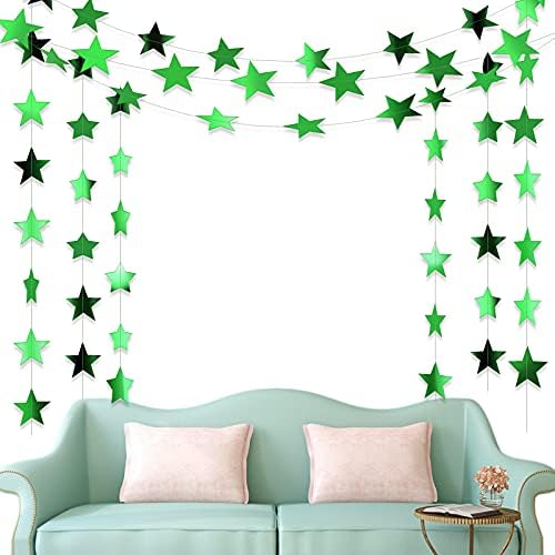 Patelai Glitter Star Garland Banner 2026 Graduation Decor 130 Feet Star Hanging Banner Twinkle Backdrop for Party Birthday Classroom Wedding Supplies(Green) - Image 5