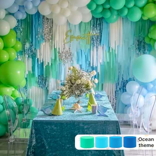 PartyWoo Mint Crepe Paper Streamers 4pcs 328 FT Green Streamers - Image 2