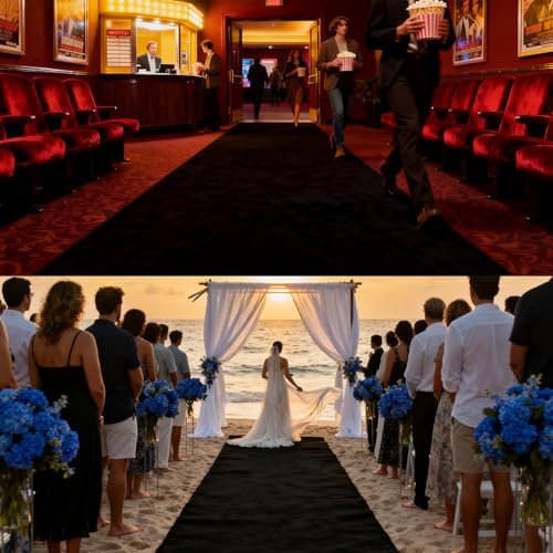 Black Carpet Runner 3x15 Feet, Non-Slip Waterproof Aisle Rug with Rubber Backing, Rolled Shipping, No Creases, Perfect for Weddings, Parties, Events, Banquets & Elegant Entrances - Image 5