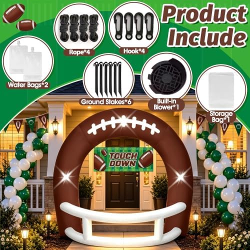 8FT Brown White Inflatable Football Helmet Arch with LED Lights - Image 3