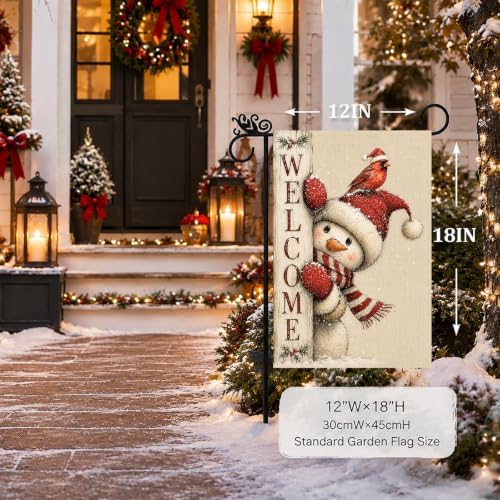 Christmas Snowman Welcome Cardinal Garden Flag Double-Sided Lawn Decor - Image 3