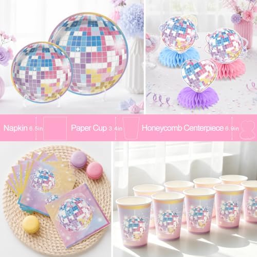 205pcs Colorful Disco Party Decorations Tableware Set, 25 Guests - Image 5