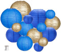 Round Hanging Paper Lanterns Blue Party Decorations 15pcs by zilue