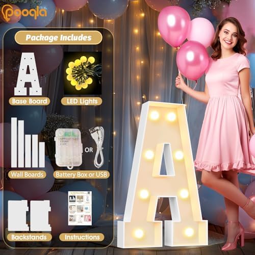 Pooqla 3 FT Marquee Letters, Light Up Letter C, Cool White and Warm White - Image 7