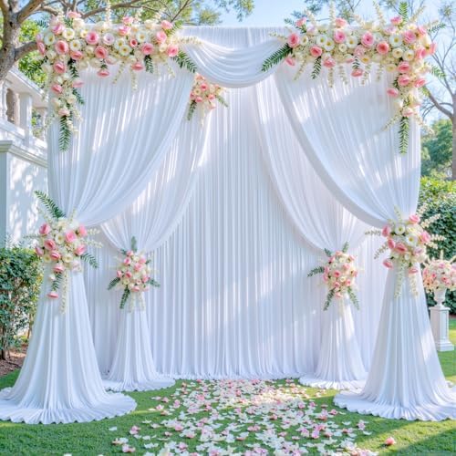 White Backdrop Curtain for Parties Wedding Wrinkle Free White Photo Curtains Backdrop Drapes Fabric Decoration for Baby Shower 5ft x 8ft,2 Panels - Image 4