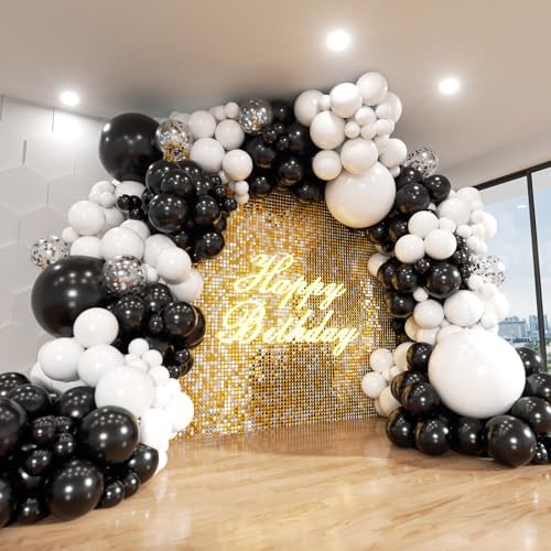 Black and White Balloon Arch Kit, ADOINBY 140Pcs Black and White Durable Latex Balloons 18 12 10 5 Inch Different Size Balloons for Birthday Anniversary Wedding Engagement Graduation Party Decorations by ADOINBY
